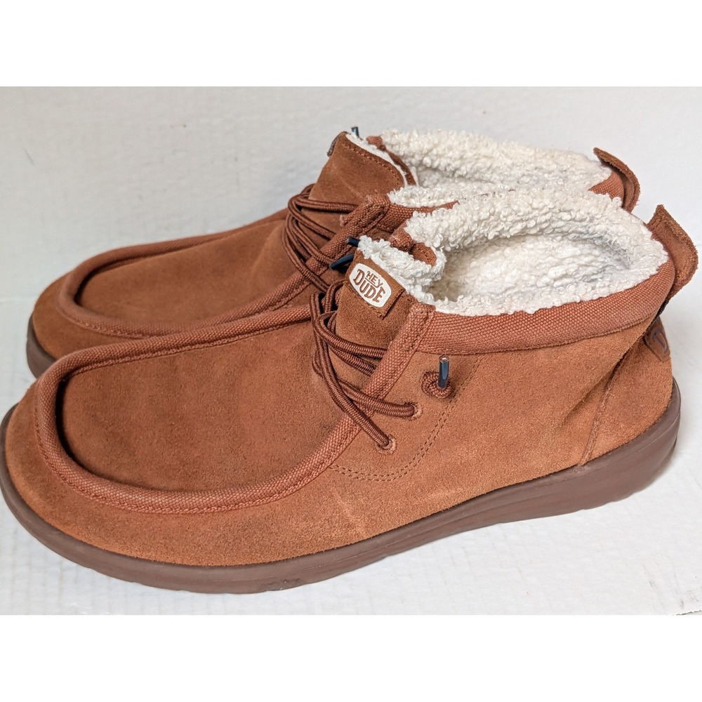 Hey Dude Wally Mid GripR Warmth Men's Size 11 Brown Suede Fleece Lined